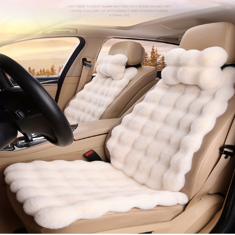 Seat Cushion Car Front Seat Cushion, Soft Warm Faux Rabbit Winter