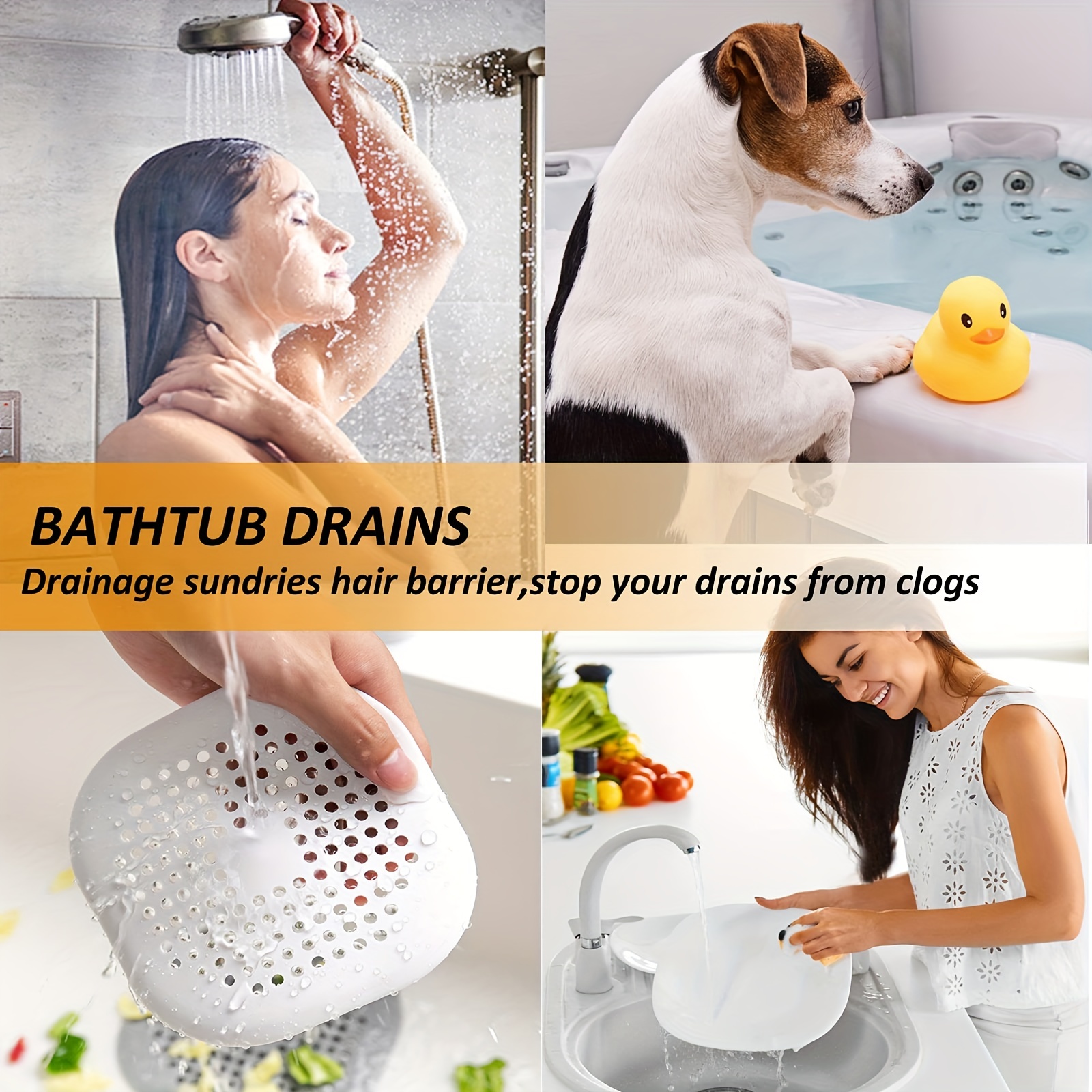 1pc Drain Hair Catcher, With Suction Cups, Durable Square Silicone Shower  Drain Cover, Prevent Clogs, Floor Cover Shower Drain Filter, Suitable For  Bathroom, Bathtub, And Kitchen