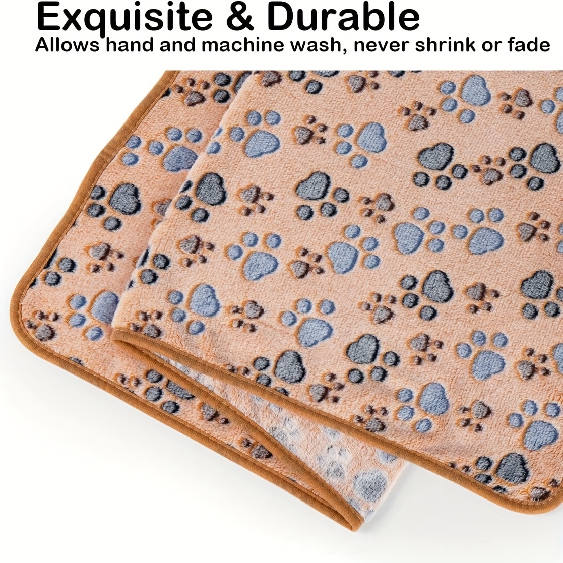 1pc Pet Cage Mat Dog Blanket Paw Print Fleece Blanket Warm Soft Sleeping Mat