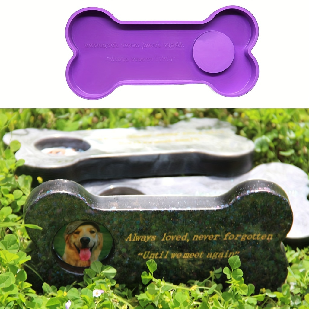 

1pc Memorial Pet Tombstone Mold Dog Bone Shaped Monument Candle Holder Uv Epoxy Resin Casting Mold Dog Keepsake Gravestone Silicone Mould