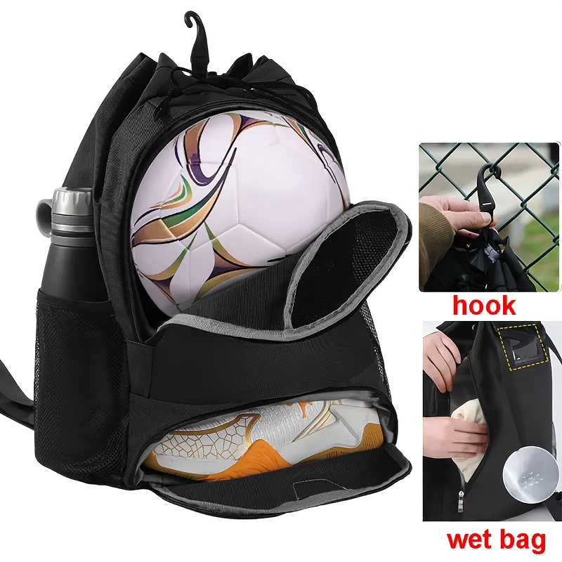 

Outdoor Football Backpack, Hiking Fitness Travel Bag, Drawstring Soccer Gym Bag With Shoe & Ball Compartments And Dry Wet Separation Pocket, Thanksgiving Gift