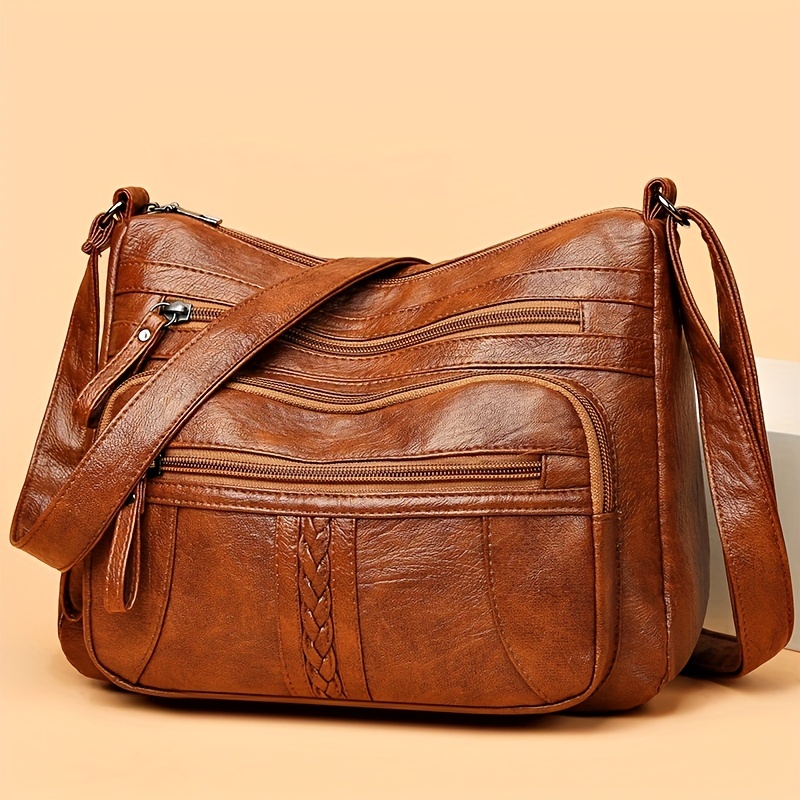 

Casual Vintage Hobo Shoulder Bag, Solid Color Crossbody Bag, Classic Purse For Shopping