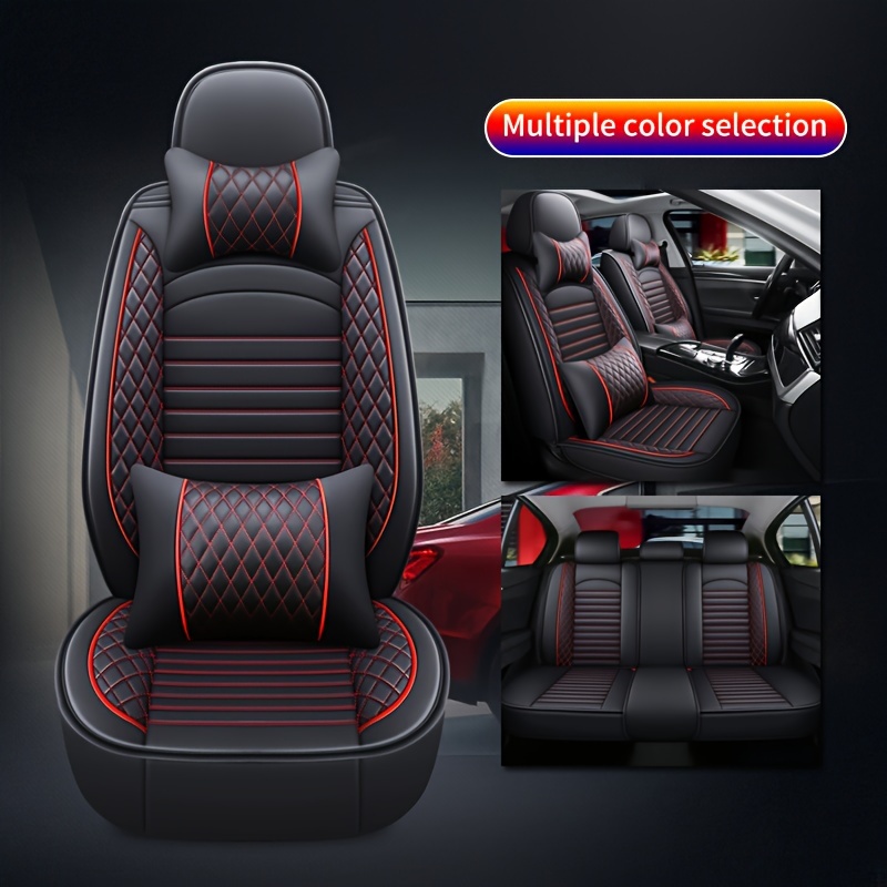 

Upgrade Your Car Interior With 5 Seats Full Covered Quilted Faux Leather Crimp Seat Covers - Airbag Compatible & Breathable & Comfortable!