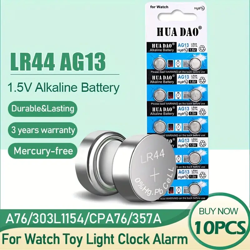Ag13 Lr44 Button Cell 1.55v 160mah Alkaline Battery For - Temu