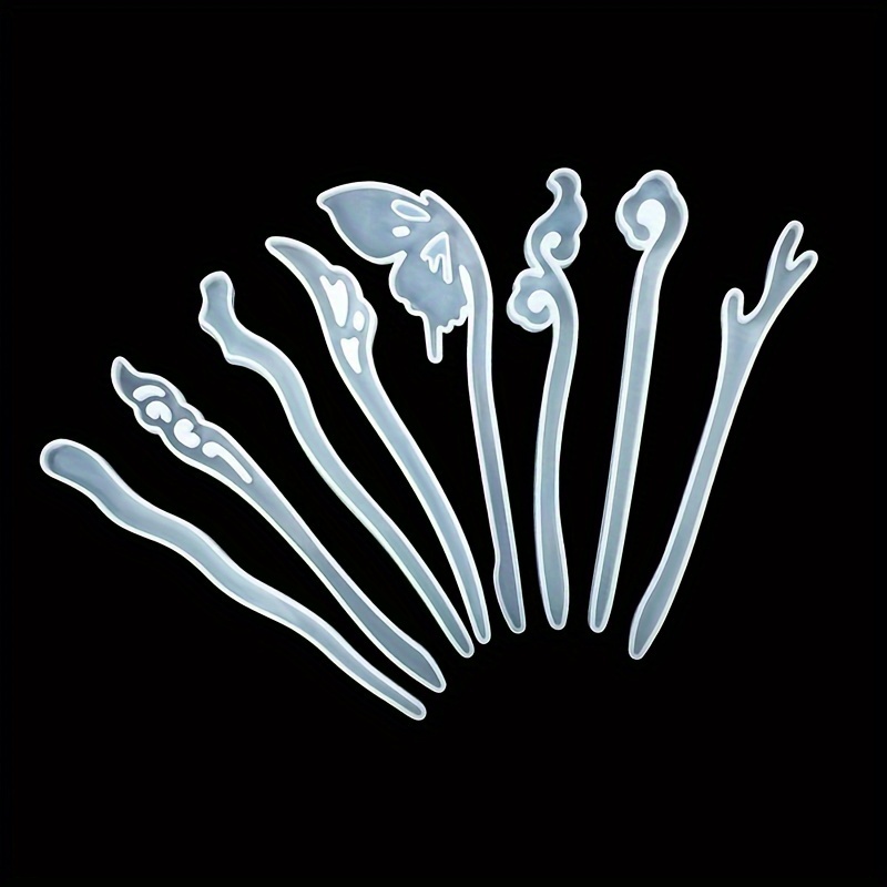 8pcs Hairpin Resin Silicone Molds Hair Stick Silicone Molds Jewelry Hair Clip Molds For Hairpin Clip Diy Making Supplies