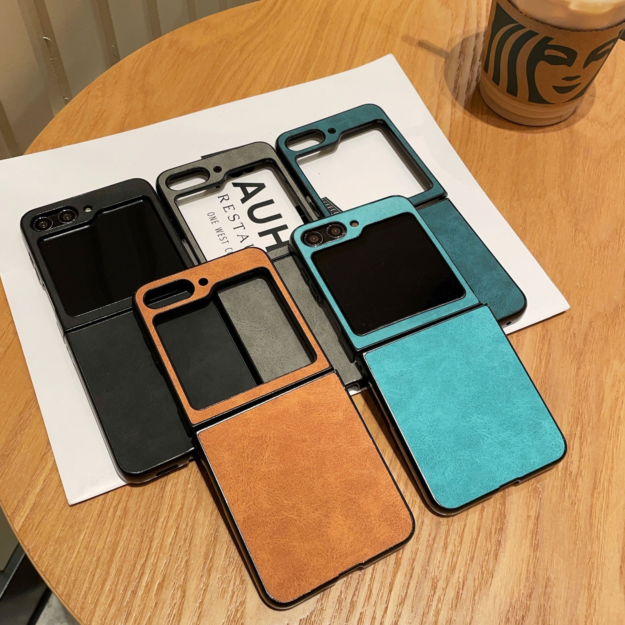 Fashion Artificial Leather Phone Case For Galaxy Z Flip 5 Z Flip 4