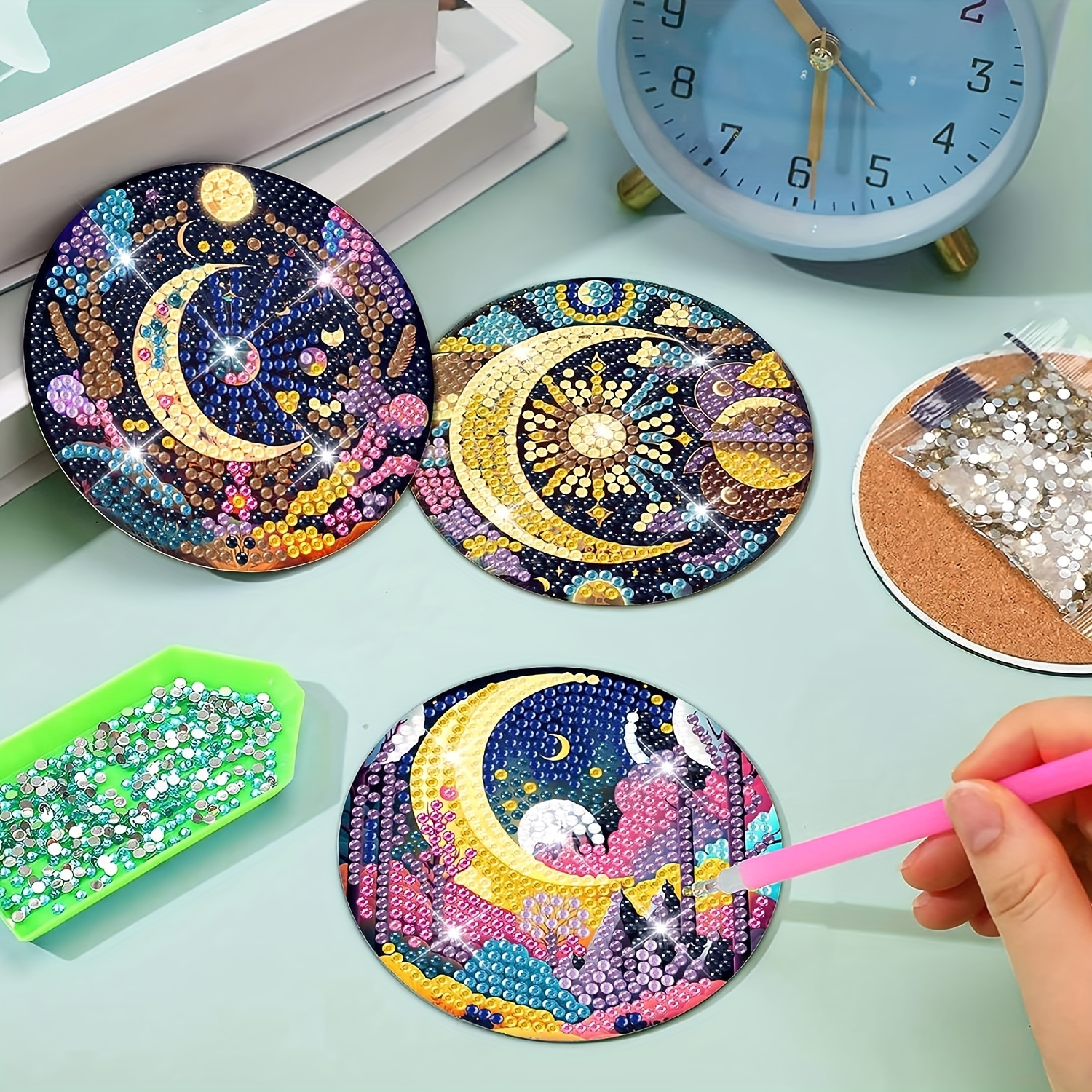 8 Pcs Valentine'S Day Diamond Art Painting Coasters Kits with Holder  Valentine H