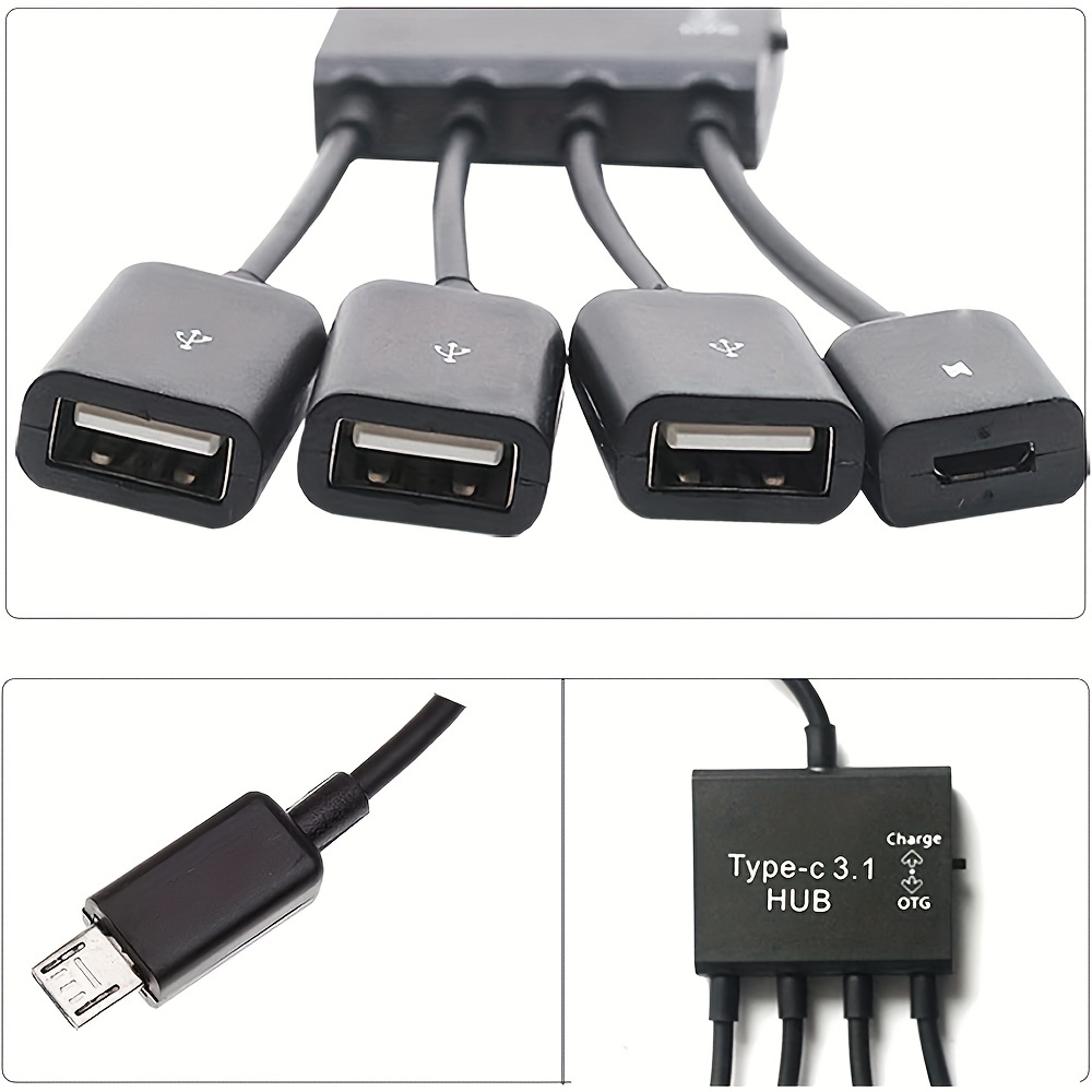 USB Port Adapter, Micro OTG Cable and Power - Compatible with fireSticks,  Streaming Media Devices, Rii and Logitech Keyboards, and Nintendo Switch
