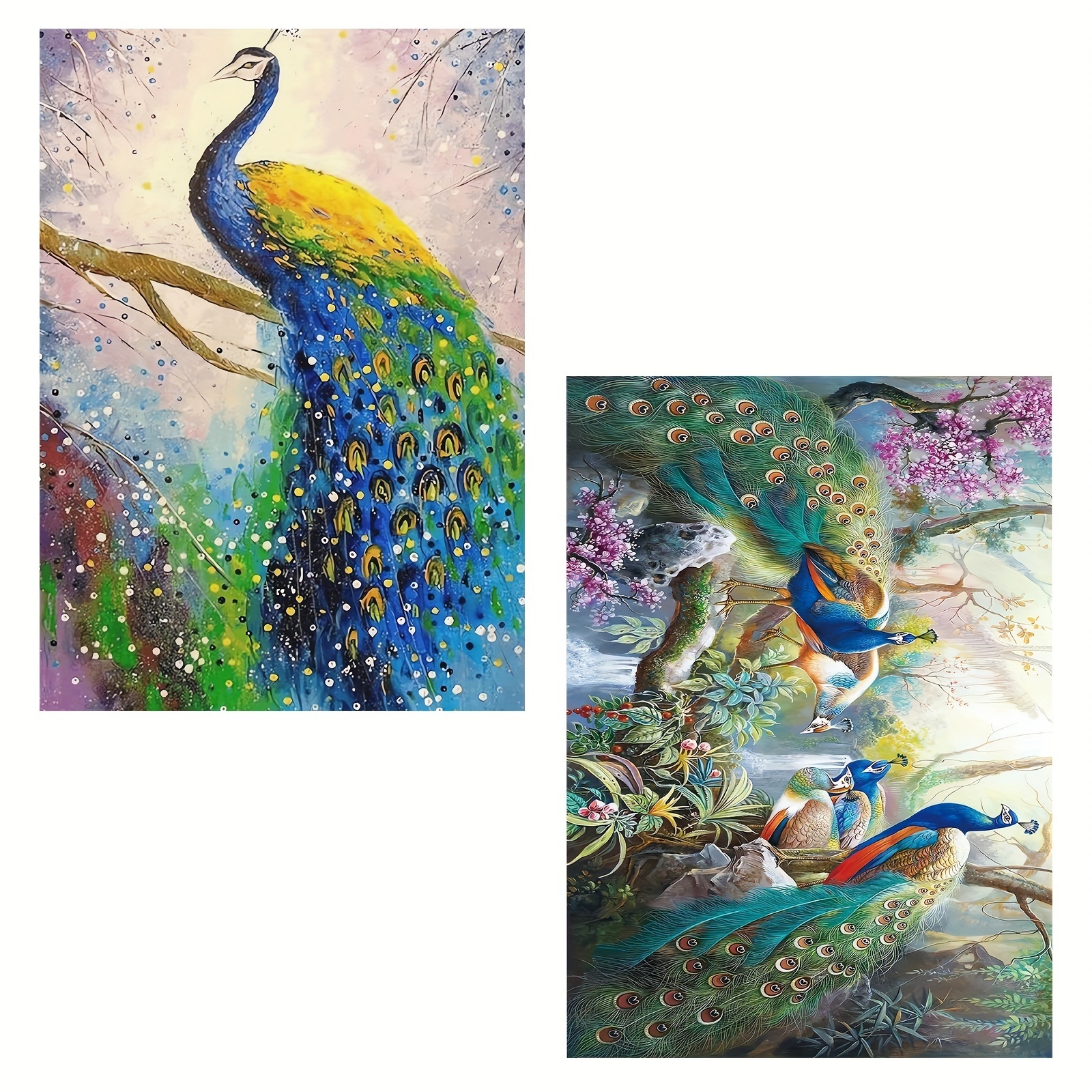 Hd Printed Peacock Painting Canvas Decorative Painting - Temu