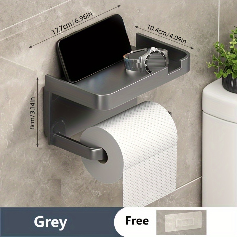 Soporte para papel higiénico – Portarrollos con estante para baño,  organizador cálido para toallitas, teléfono celular y lectura, estante de  madera