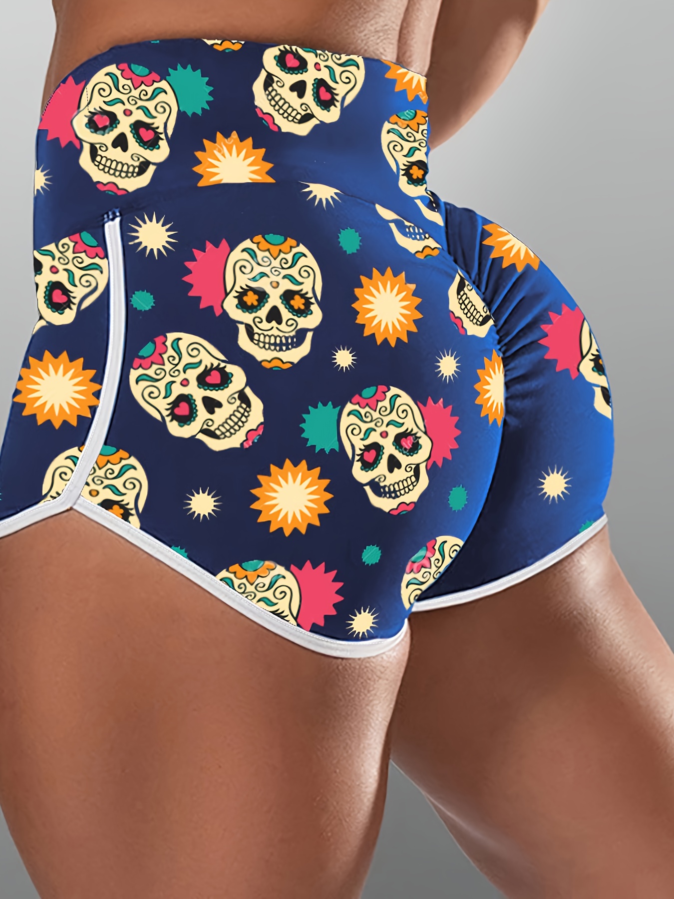 Workout Women's Booty Shorts SUGAR SKULL