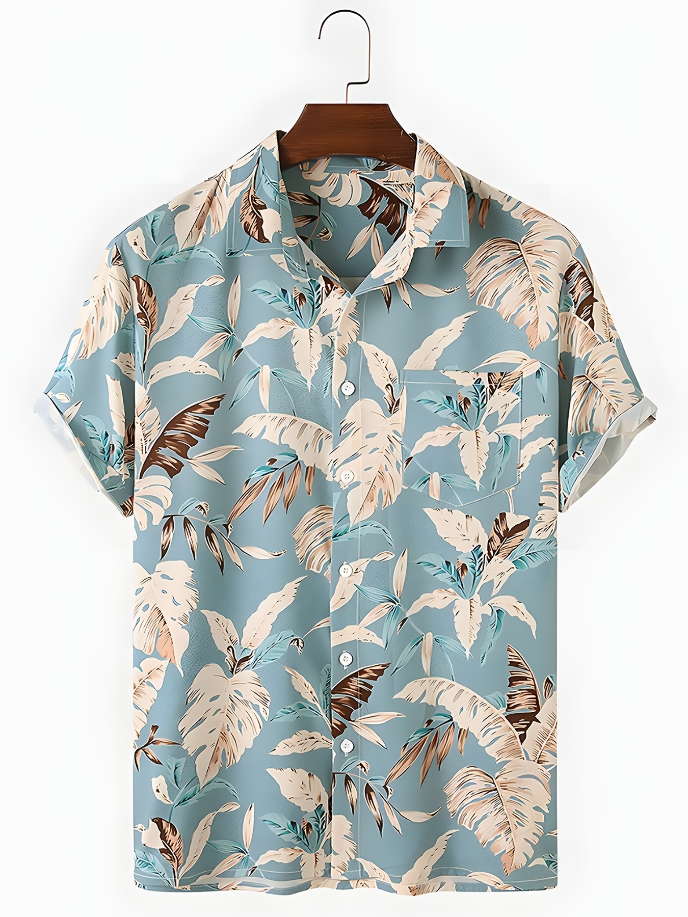 Plus Size Men's Hawaiian Shirts for Beach, Comfy Feather Printed Short Sleeve Aloha Shirts, Oversized Casual Loose Tops for Summer,Casual,Temu