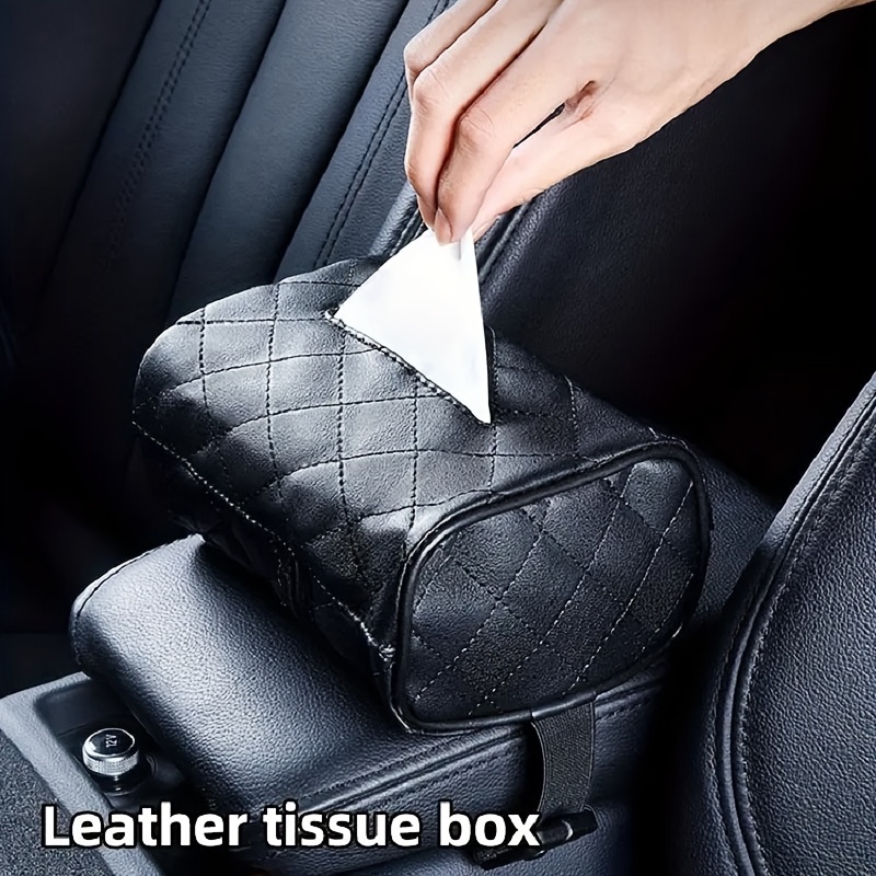 Car Tissue Box Leather Auto Paper Towel Holder Hanging Car Tissue