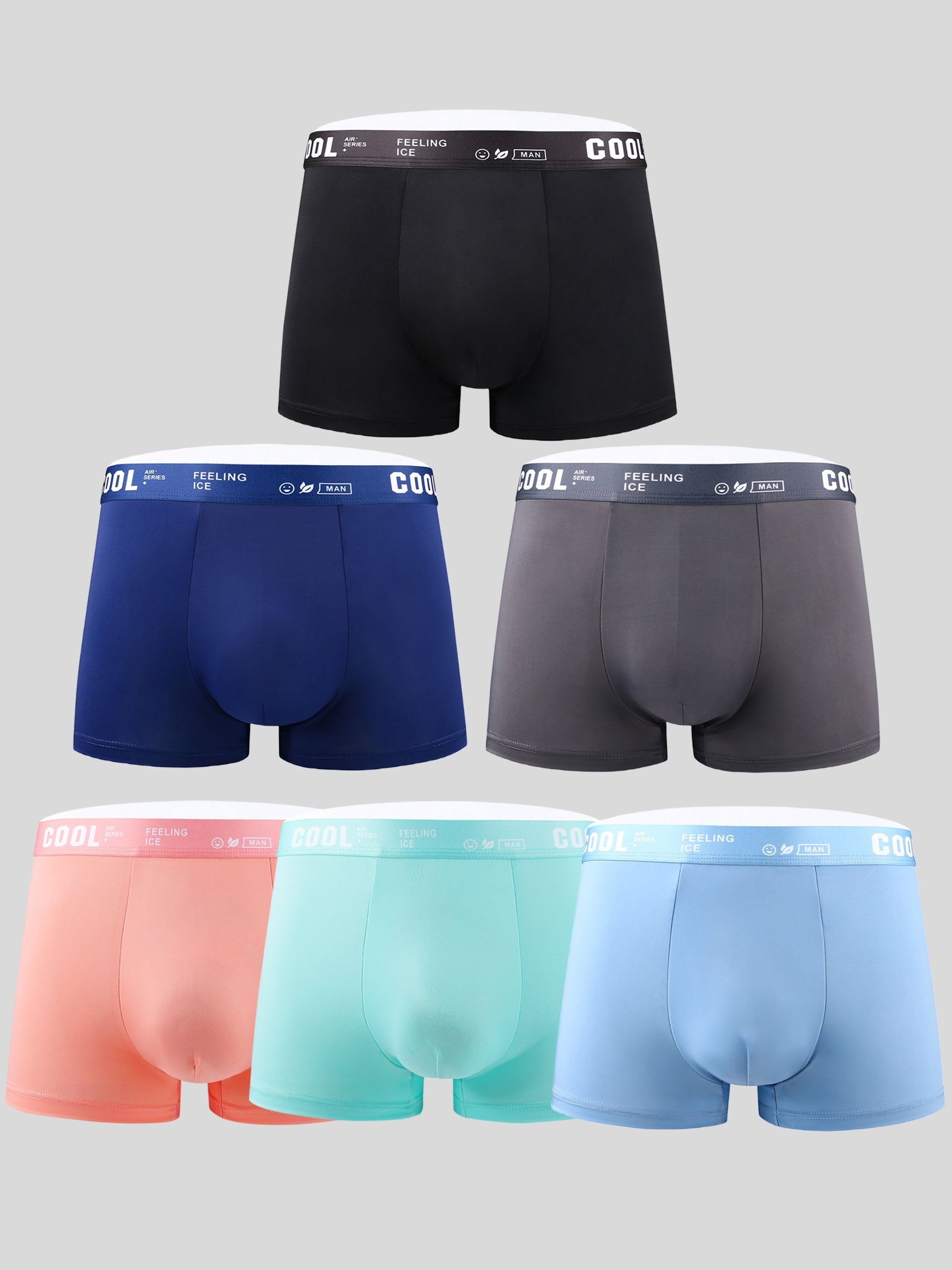 Men's Ice Silk Cool Feeling Comfy Boxer Briefs Breathable - Temu