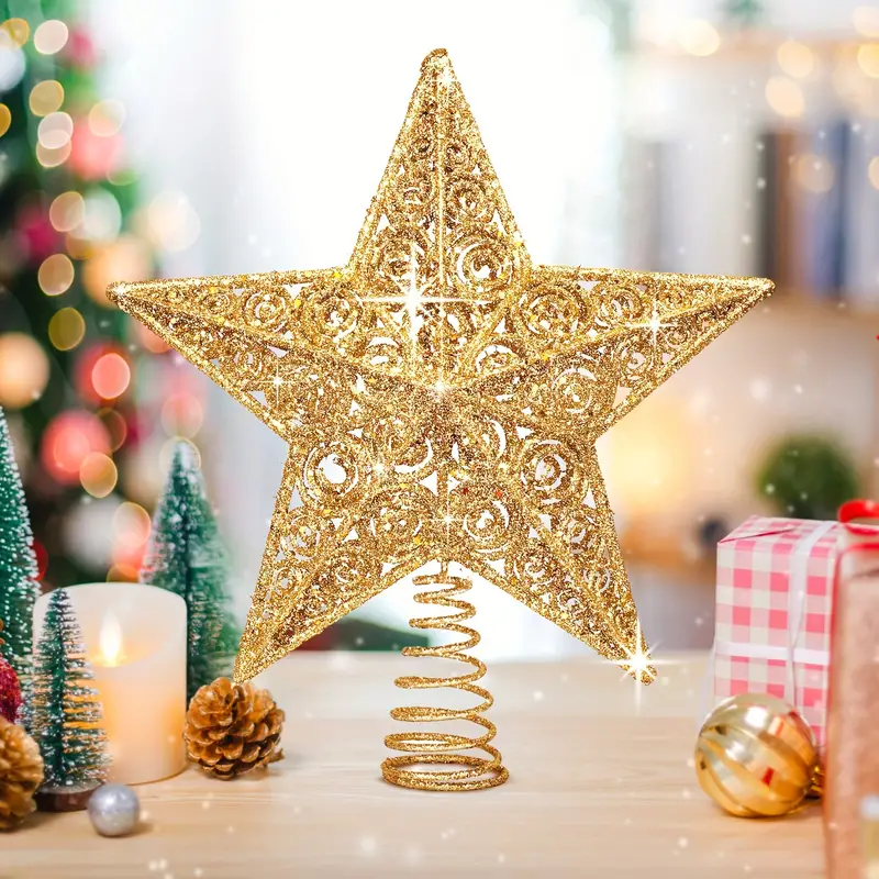 Christmas Tree Topper Star glitter Christmas Ornament For - Temu