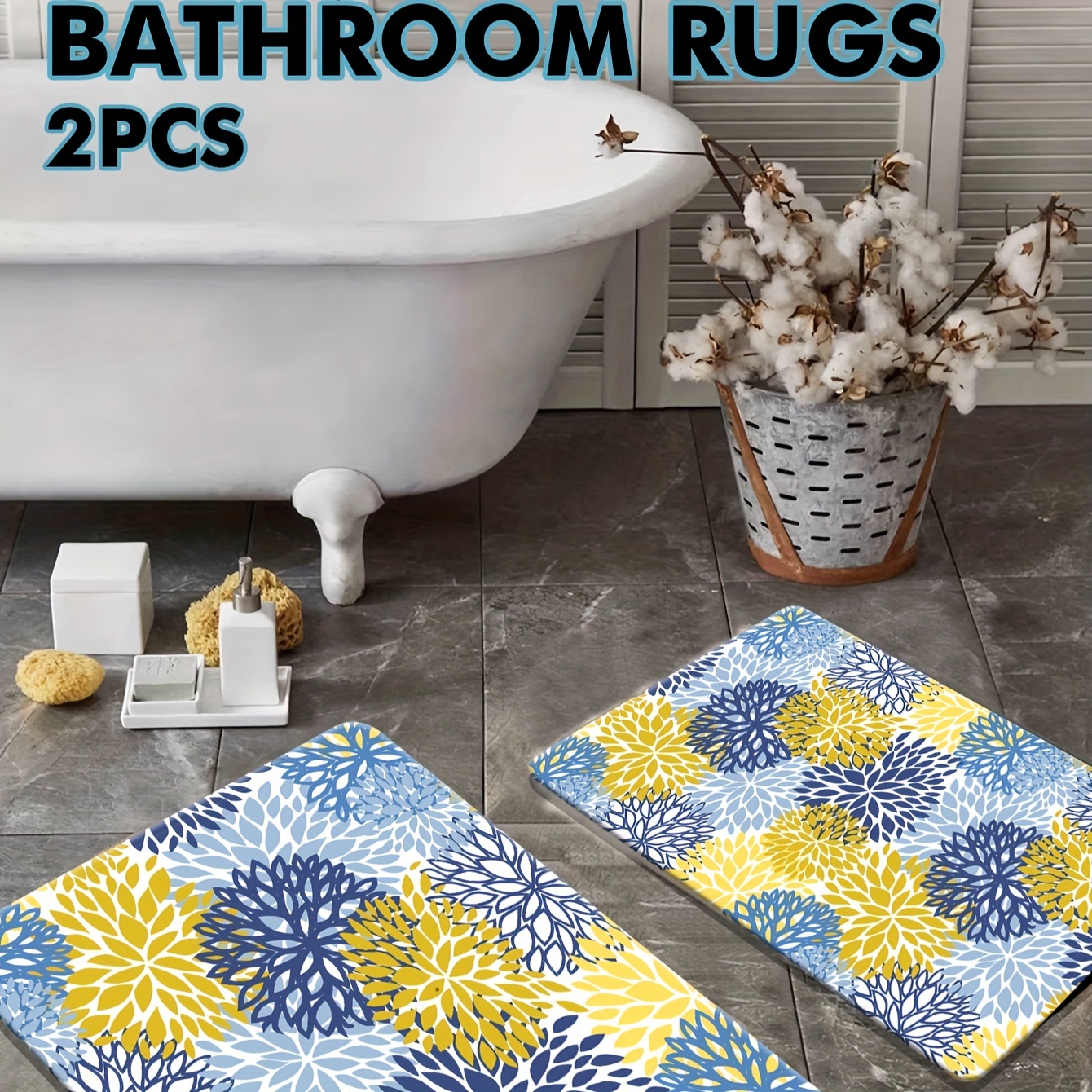 Bath Mat Non-Slip Modern Washable Floor Rug Bathroom Decor for