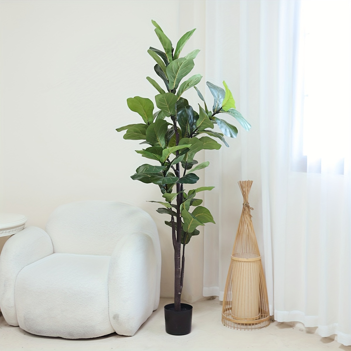 1pc, Alberi Artificiali Di Ficus Da 1,5 M Con Foglie E Tronco Realistici,  Albero Di Ficus Finto In Seta Con Vaso Di Plastica Per Vivaio, Albero Di  Ficus Finto Per Ufficio Casa