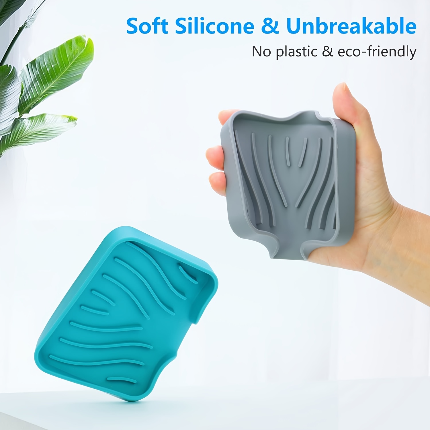 Self Draining Soap Dishes, Premium Soap Holder, Soap Tray Saver for Shower Bathroom Kitchen Sponges, Non-Slip Design, Bar Soap Dish to Keep Soap Dry (