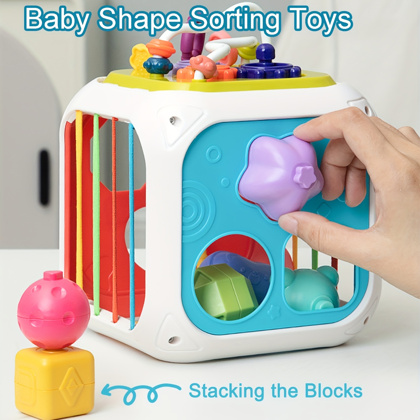 Cube d'activité de motricité 7 en 1 pour bébé avec attraper et nourrir les  oiseaux, labyrinthe de perles, tambour et piano, trieur de formes, jouets