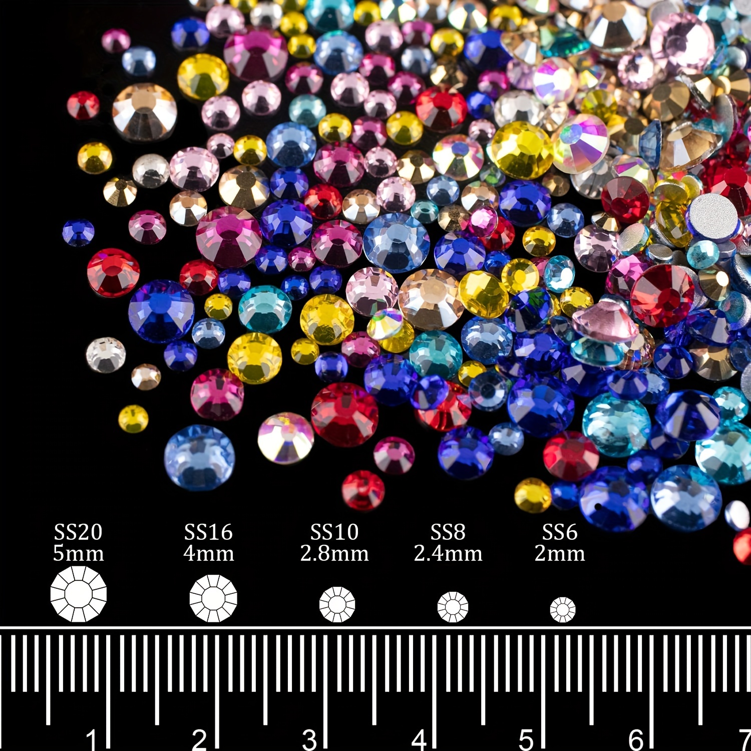 Ab Clear Rhinestones Nail Gems 6 Sizes Mixed Includes - Temu