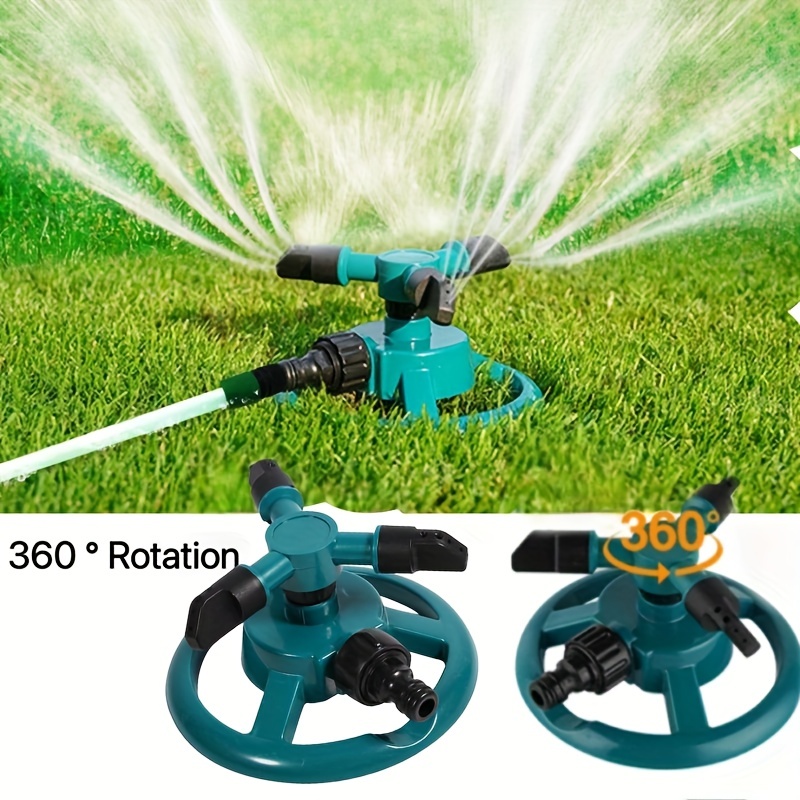 

1pc, Garden Sprinkler 360° 3-arm Rotating Automatic Lawn Water Nozzles System For Garden, Farm, Vegetable Field, Watering Equipment (green)