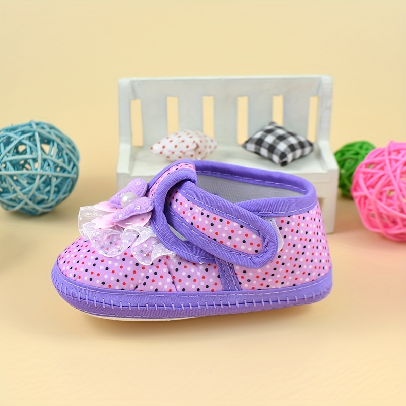 Cute Bowknot Polka Dot Sneakers For Baby Girls, Lightweight Non Slip Shoes For Indoor Outdoor Walking, Spring And Autumn