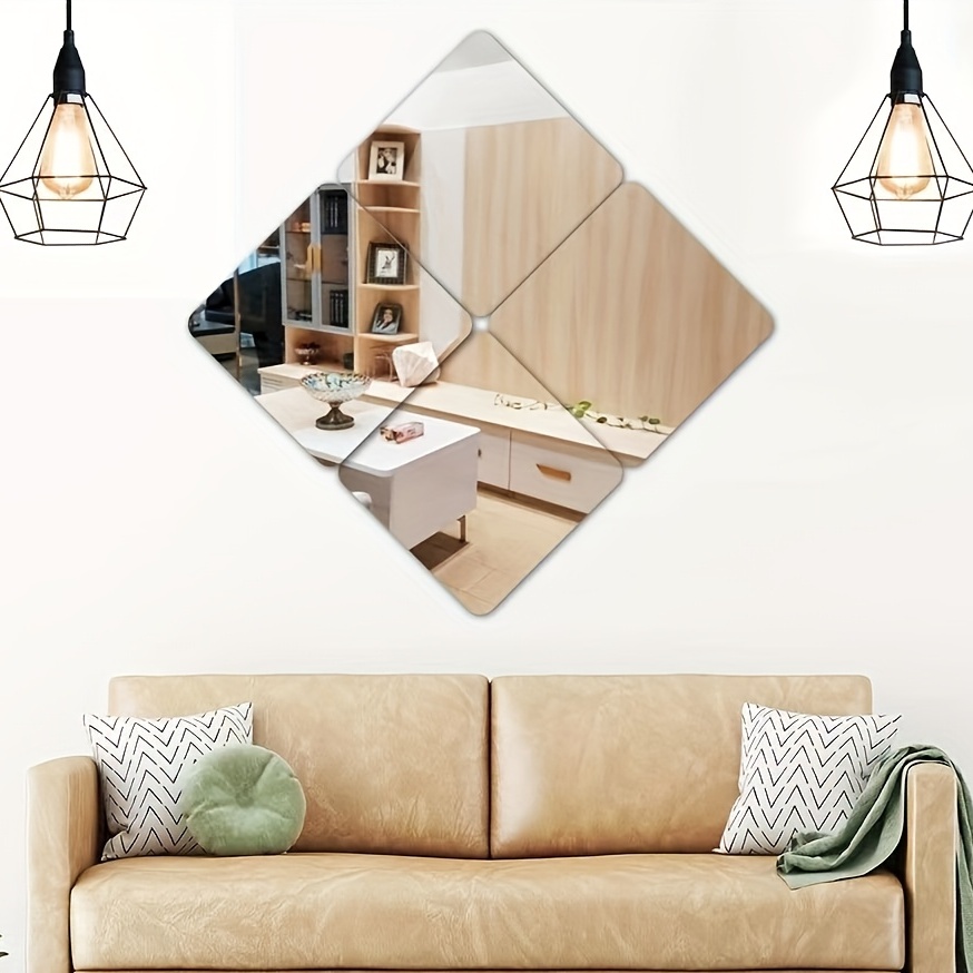  Square Mirror Wall Stickers, 12Pcs Self Adlhesive