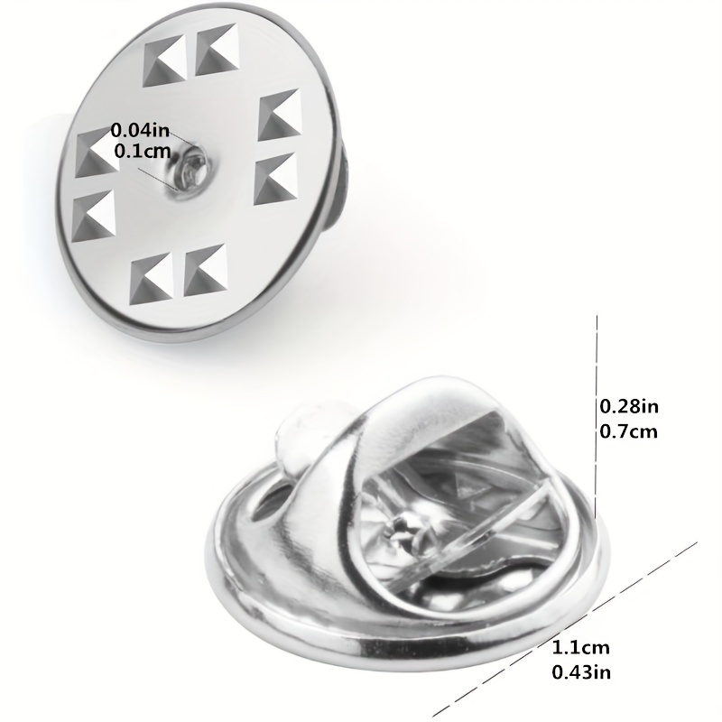 Ten Metal Mechanical Clutch Pin Backs For Tie Tack Style Pins - Silvertone