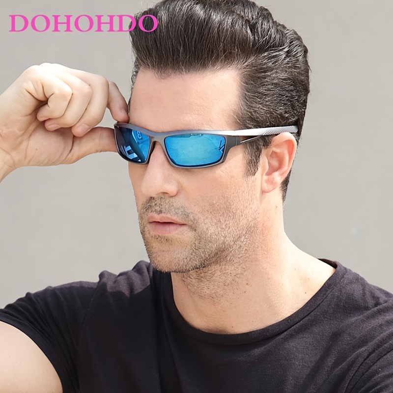 Fashion Blue Mirrored Sunglasses for Women Men Outdoor Sports Driving Shades