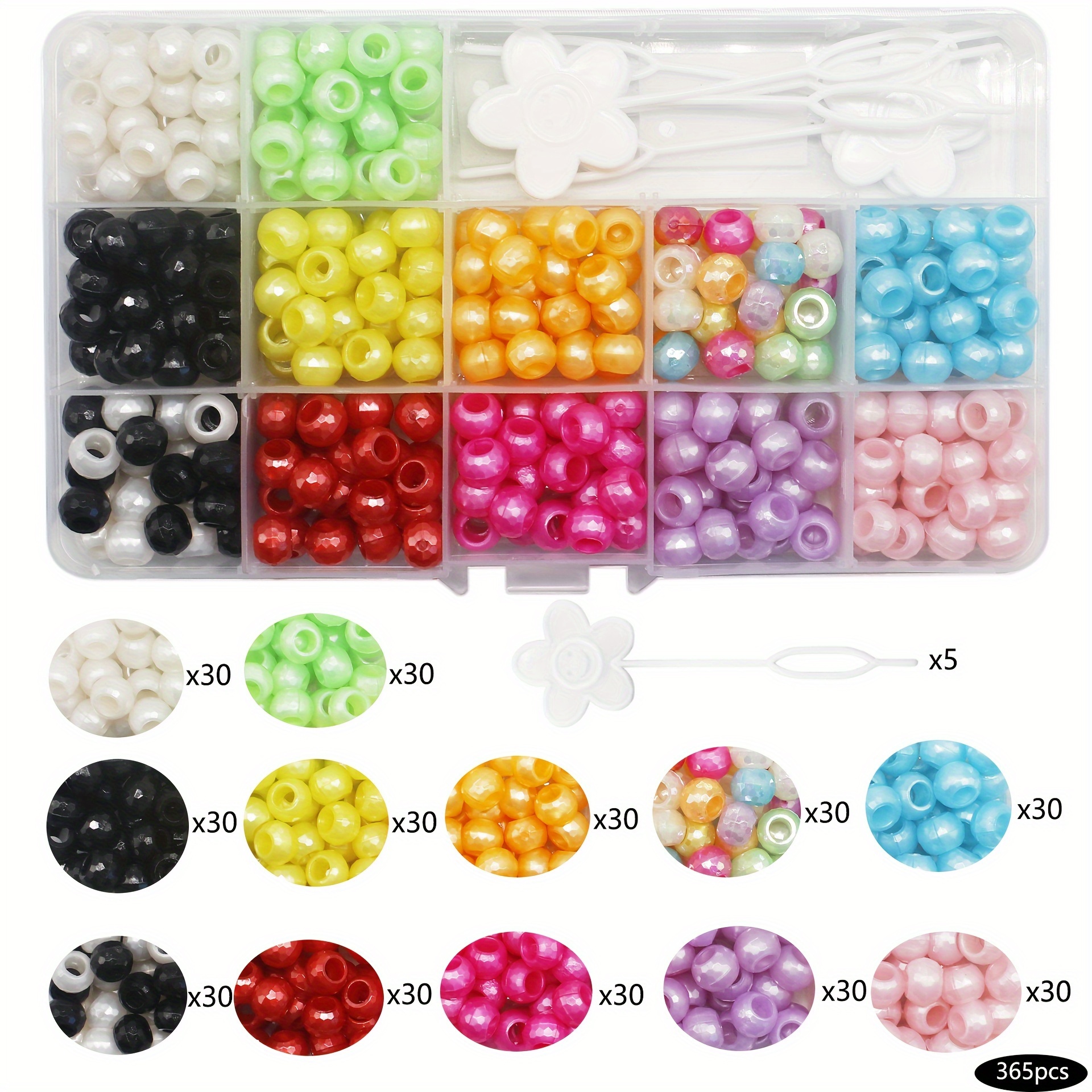 401Pcs/Bag Hair Beads Beading Kits for Kids Hair Acrylic Rainbow Beads  Elastic Rubber Bands for Braid for Hair Accessories
