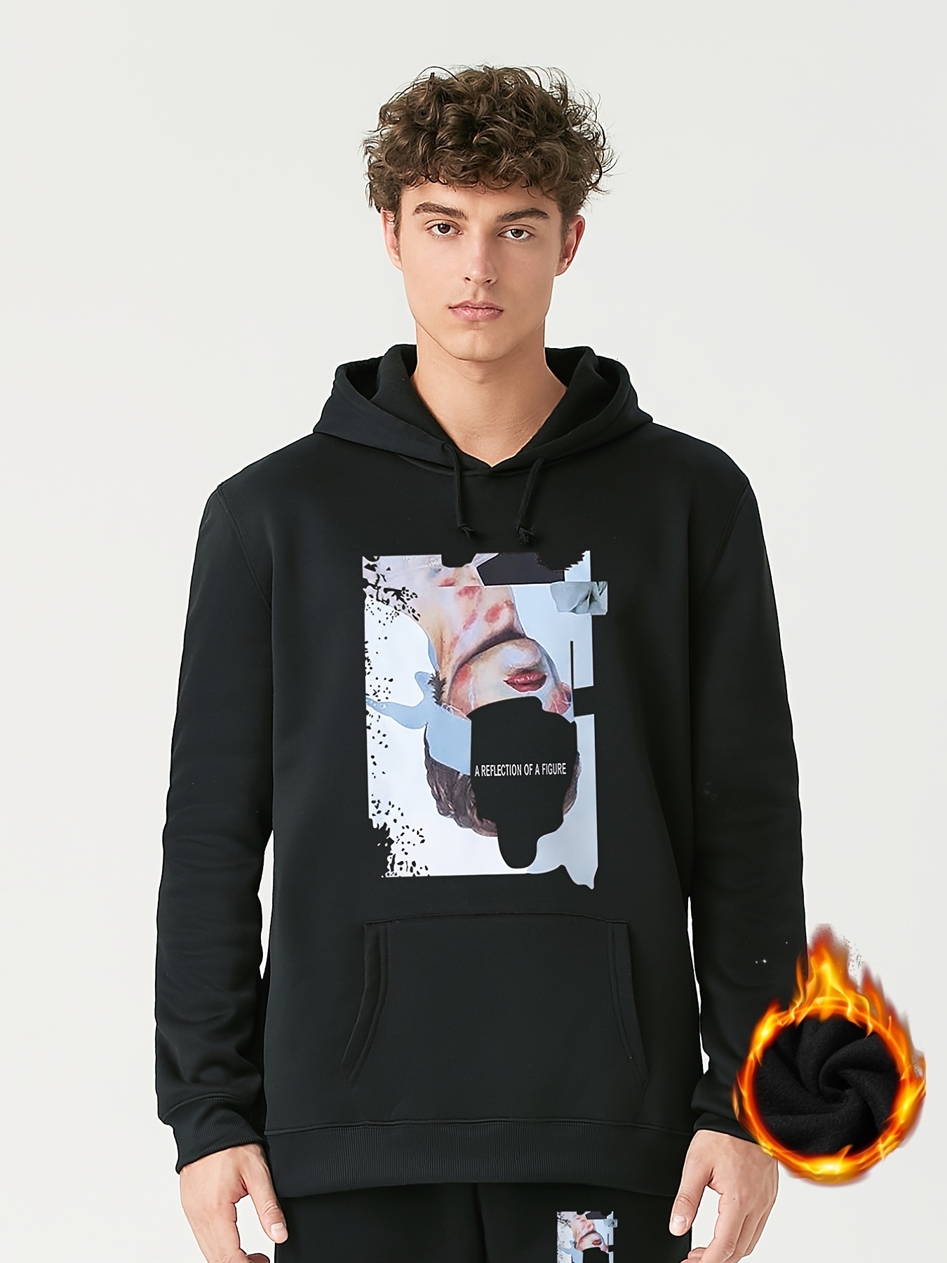 Portrait Graphic Print Men's Warm Hoodie - Temu Germany