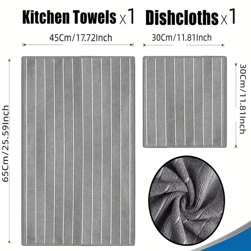 Solid Color Dish Towels, Soft Textured Dish Drying Mats, Striped