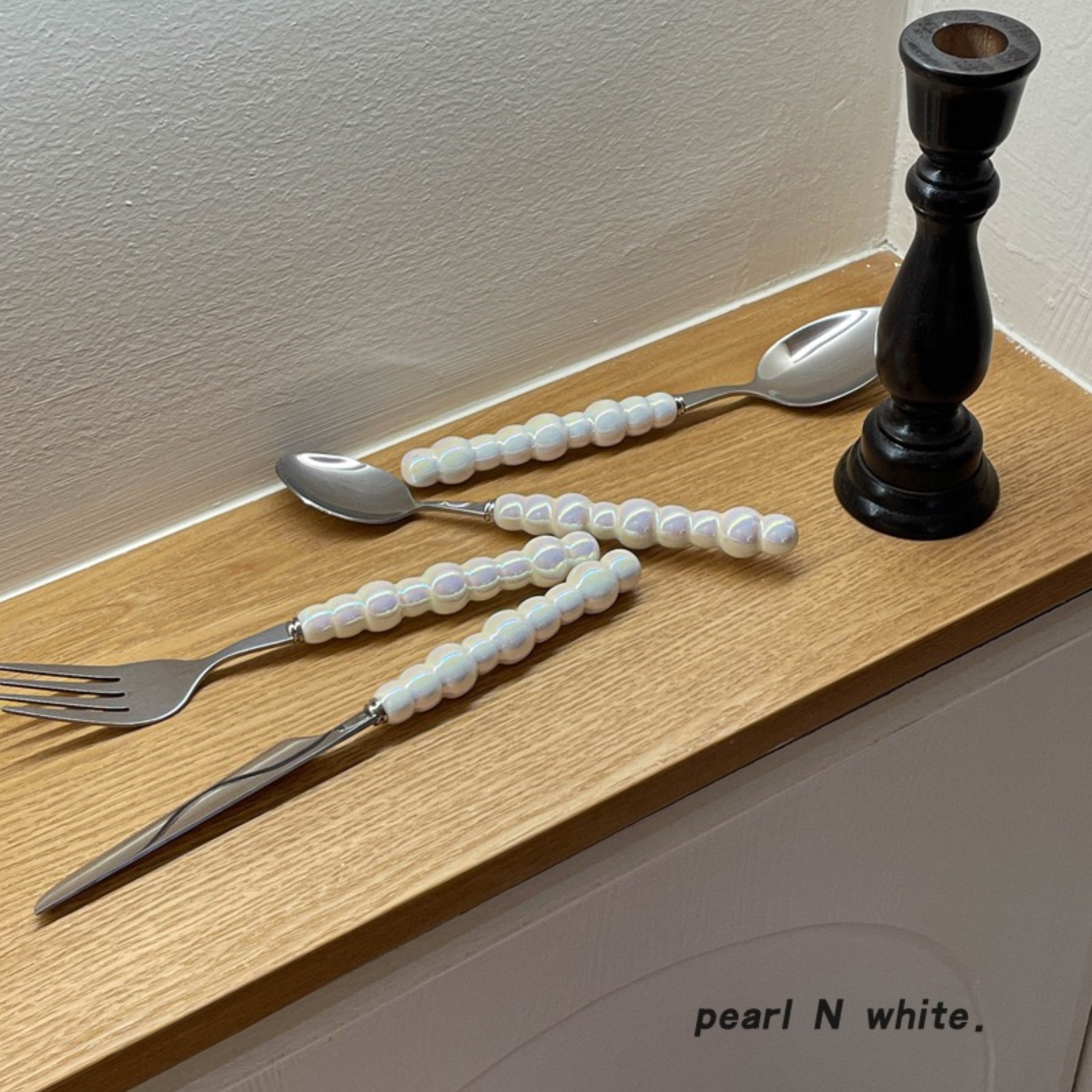 Unique Pearl Shape Cutlery Set With Ceramic Handles 304 - Temu