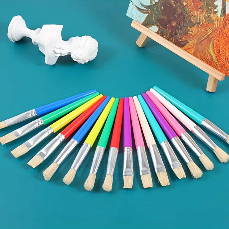 Paint Brushes for Kids, 8 Pcs Big Washable Chubby Toddler Paint Brushes,  Easy to Clean & Grip Round and Flat Preschool Paint Brushes with No Shed  Bristle