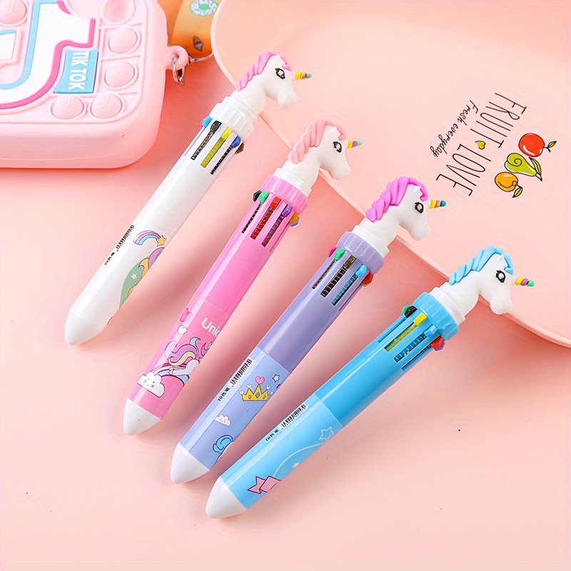 Hello Kitty 0.7mm 6-Color Multicolor Ballpoint Pen w/Hello Kitty Figure 1PC  (Pink)