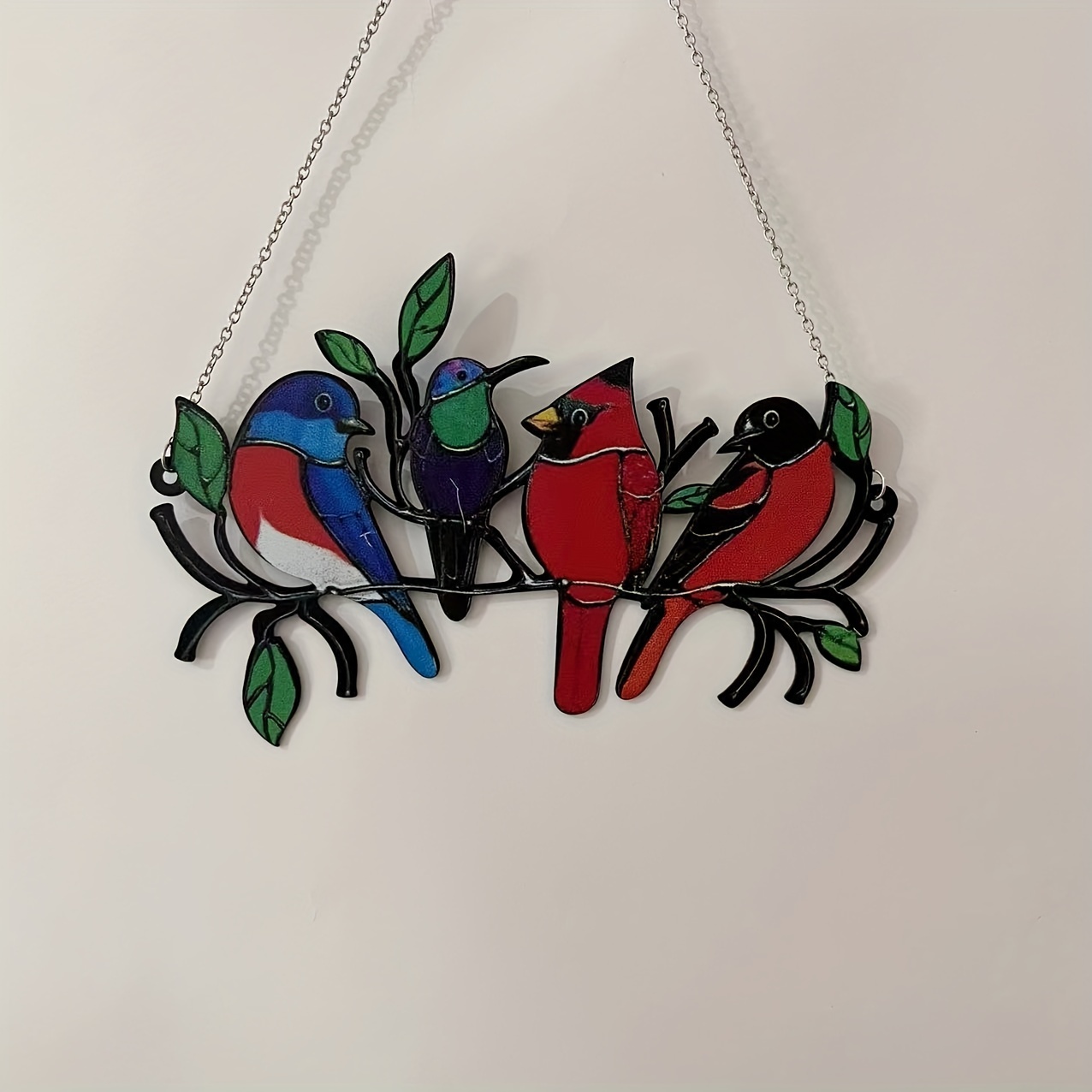 Bird Metal Ornament Colorful Bird Decoration Five Birds Pendant