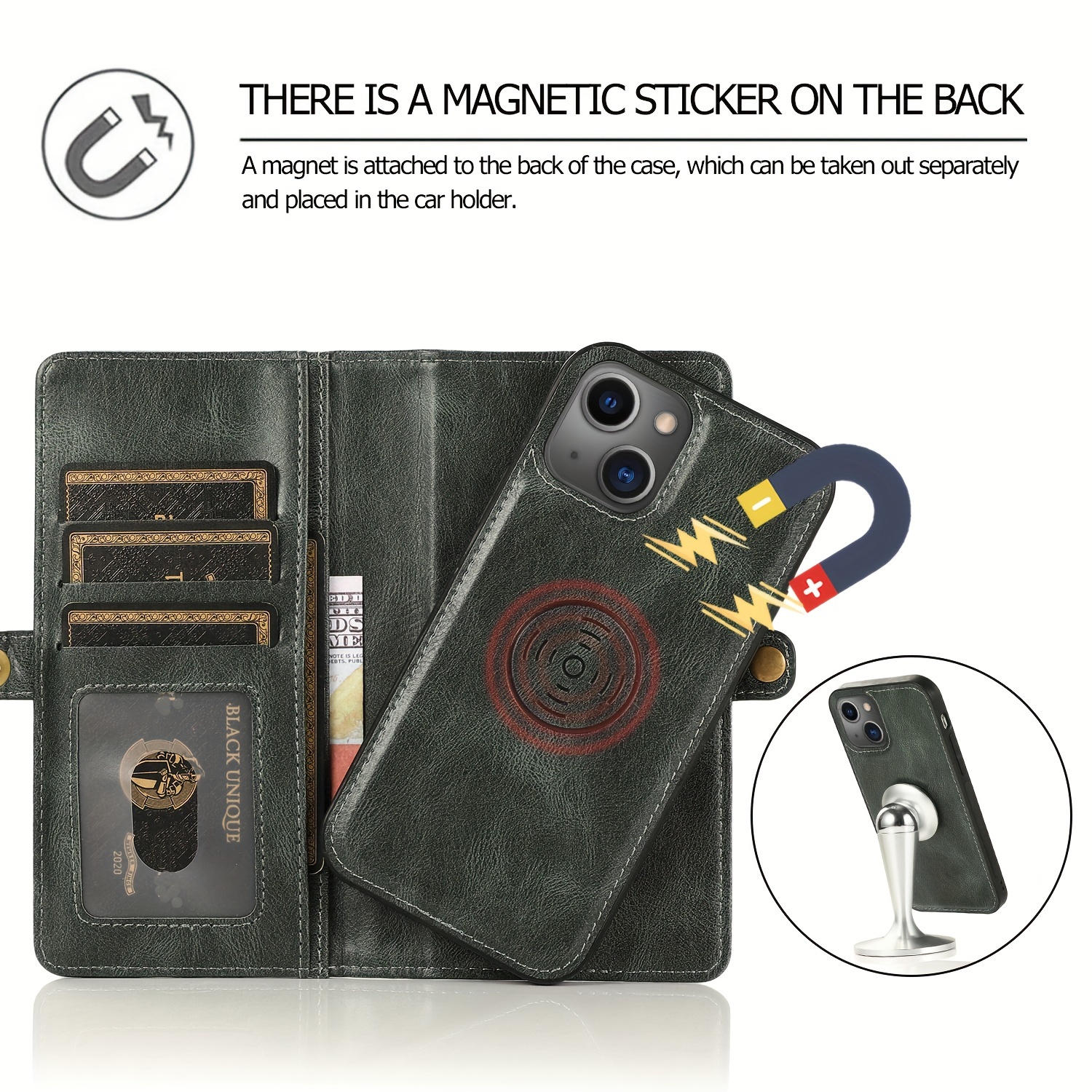 iPhone 11Pro Max Wallet Case, Magnetic Closure Detachable Leather Flip Case  Card Holders Phone Stand, iPhone 11Pro Max Case Wallet RFID Blocking Phone