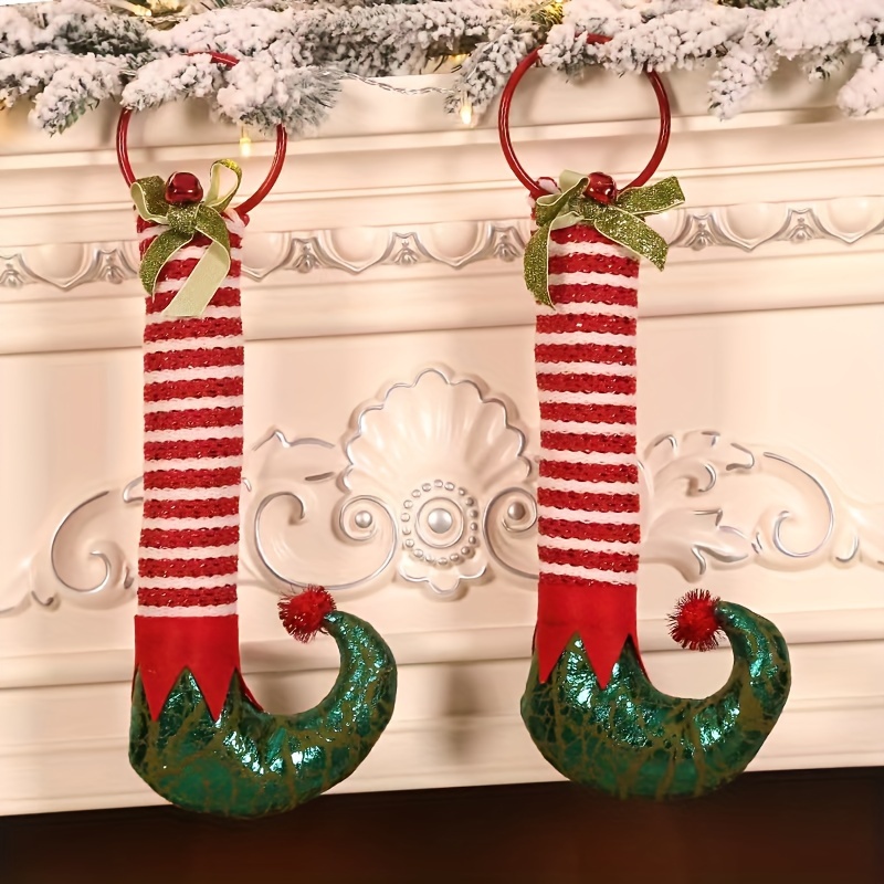 1pc Elf Legs Hanging Christmas Boots Door Ring Pendant Stuffed Elf Legs For  Christmas Home Party Door Ornaments Christmas Decoration