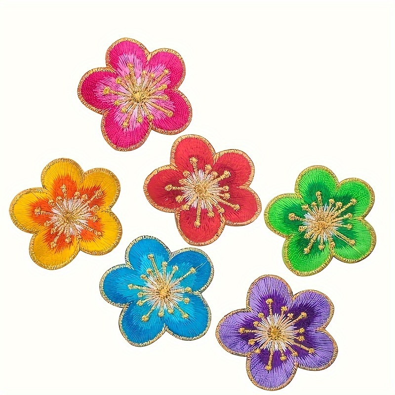 2 Pack Delicate Embroidered Patches, Pink Flower Embroidery Patches, Iron on Patches, Flower Patches,Sew on Applique Patch, Custom Backpack Patches