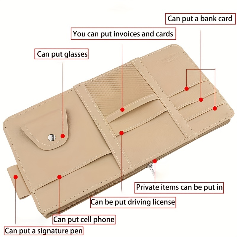 CGEAMDY Black Auto Sonnenblende Organizer, Auto Interieur Leder Zubehör  Aufbewahrungstasche Beuteltasche, Auto Sun Visor Organizer, Tasche für  Kartenlizenzschlüssel Handy Rechnung Dokument : : Auto & Motorrad