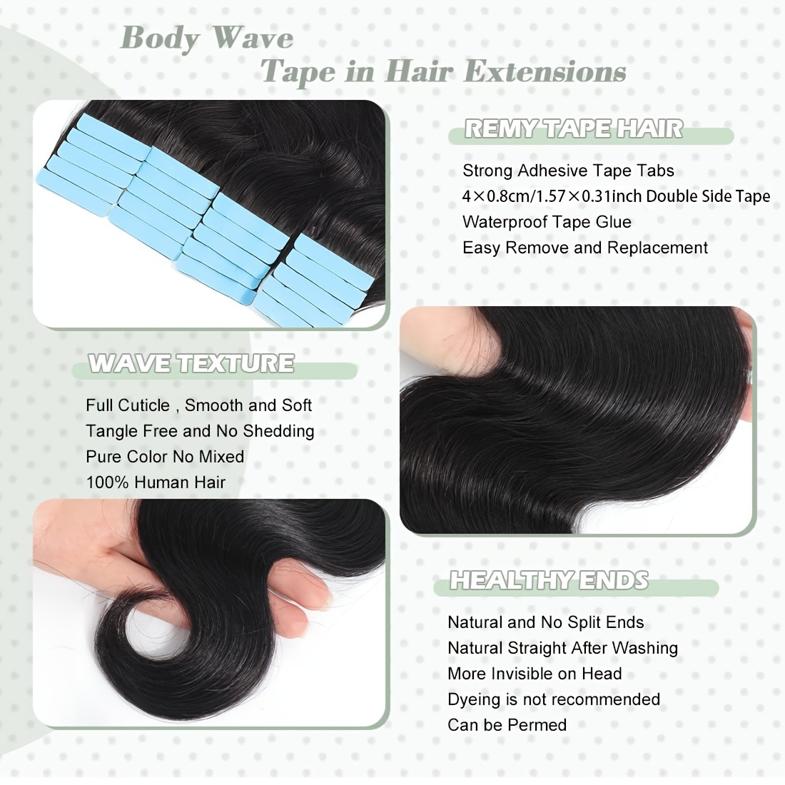 Tape Brazilian Thick High Quality Human Hair Extensions Remy