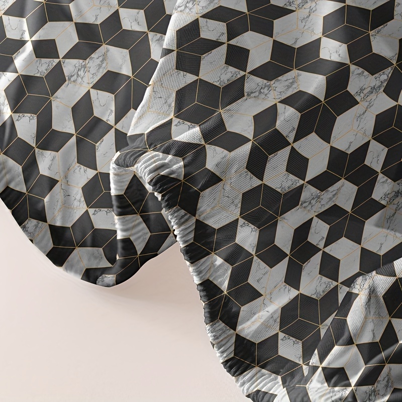 Geometric Pattern Brushed Fitted Sheet for Bedroom Guest Room