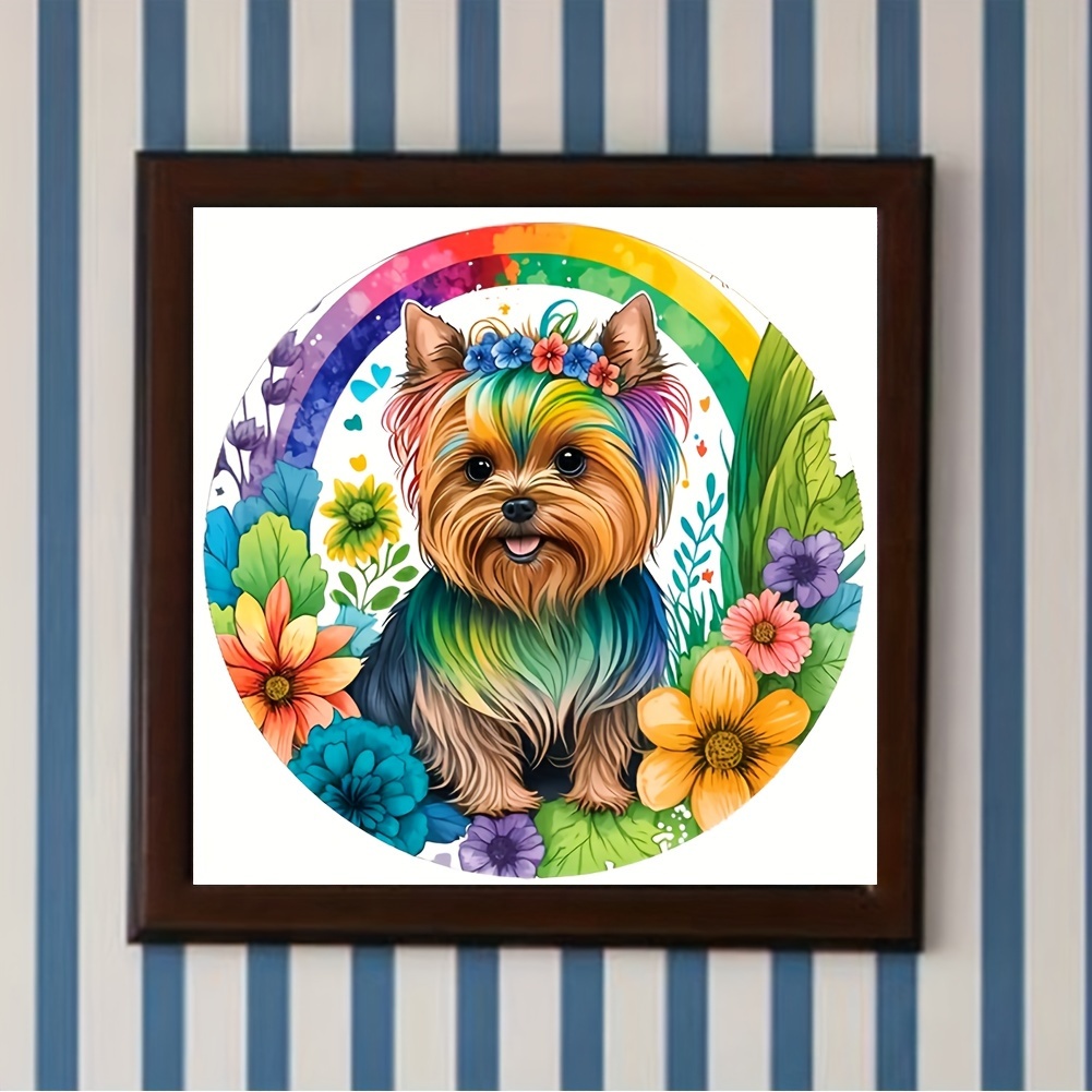 Flower Puppy 5d Diy Diamond Painting Full Round Cross Stitch Set Frameless  Rhinestone Decor Gift Birthday