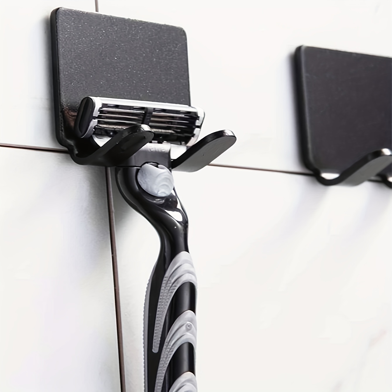 2 Pcs Punch Free Razor Holder Storage Hook Wall Men Shaving Shaver