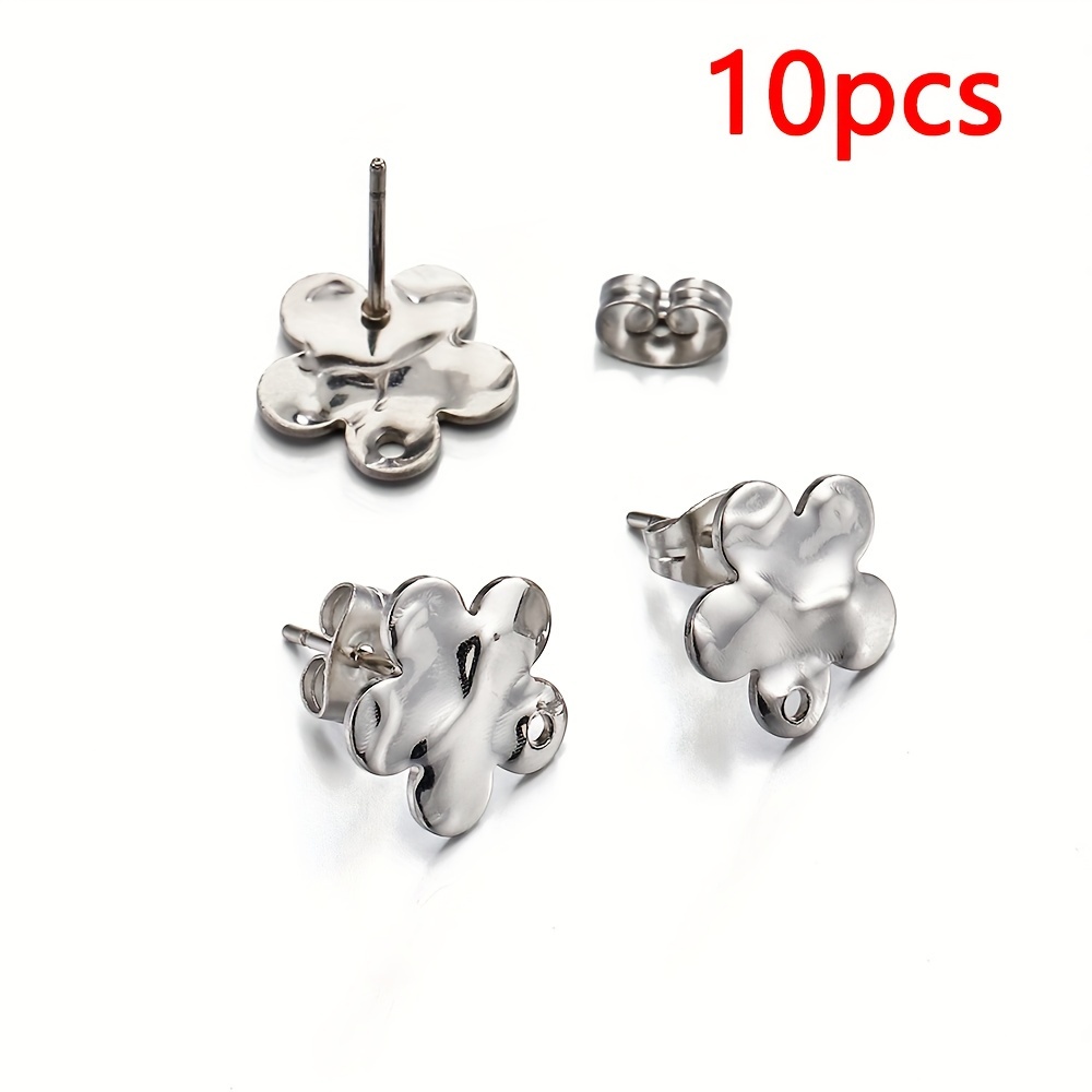 E-shop 10 304 Edelstahl Ohrstecker mit strukturierten Blumendesigns, mit Ohrstöpseln, geeignet für Schmuckherstellungszubehör.