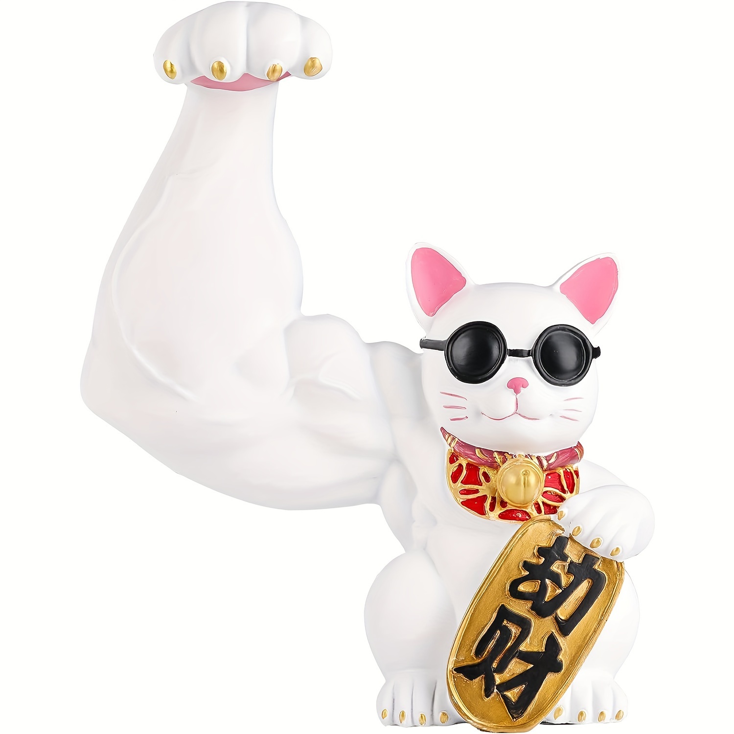 Maneki Neko - Gato chino de la fortuna con brazo ondulado de cerámica,  lindo gato de la suerte, Feng Shui de buena suerte, decoración del hogar