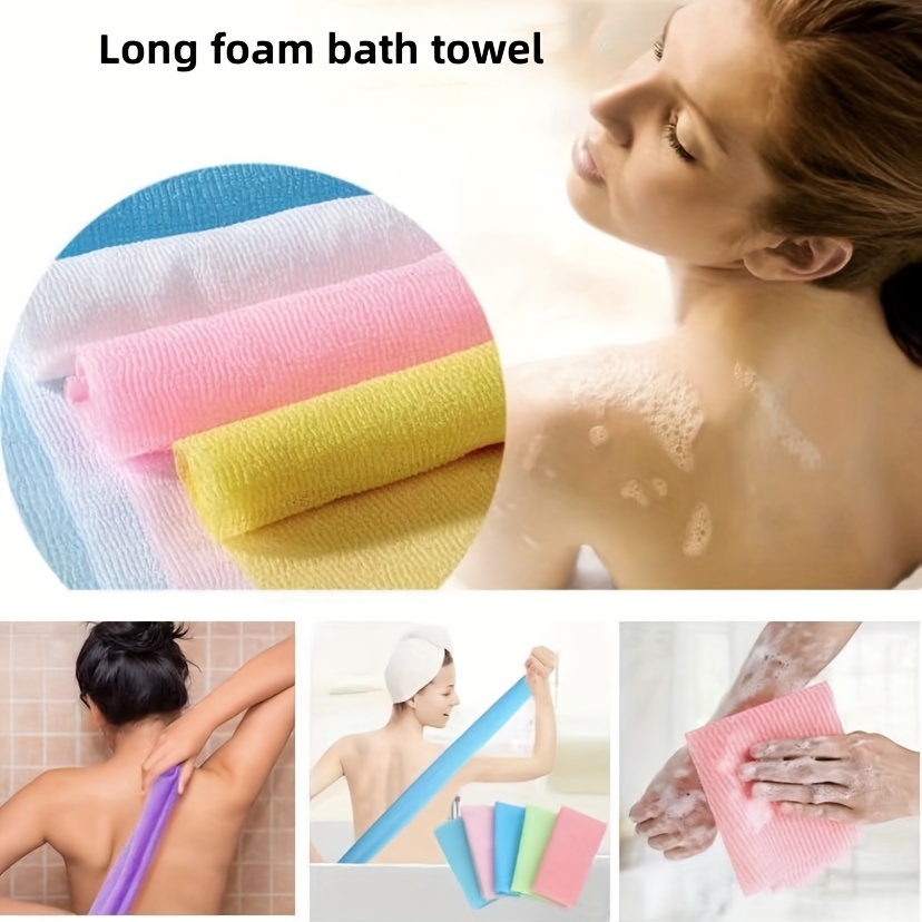 Back Scrubber for Shower Exfoliating Washcloth Back Cloth Body Extended  Length Scrubber Towel Nylon Exfoliating Stretchable Pull Strap Wash Cloth  for Bath Body Scrub Washcloth 2 Pack (Pink Purple)