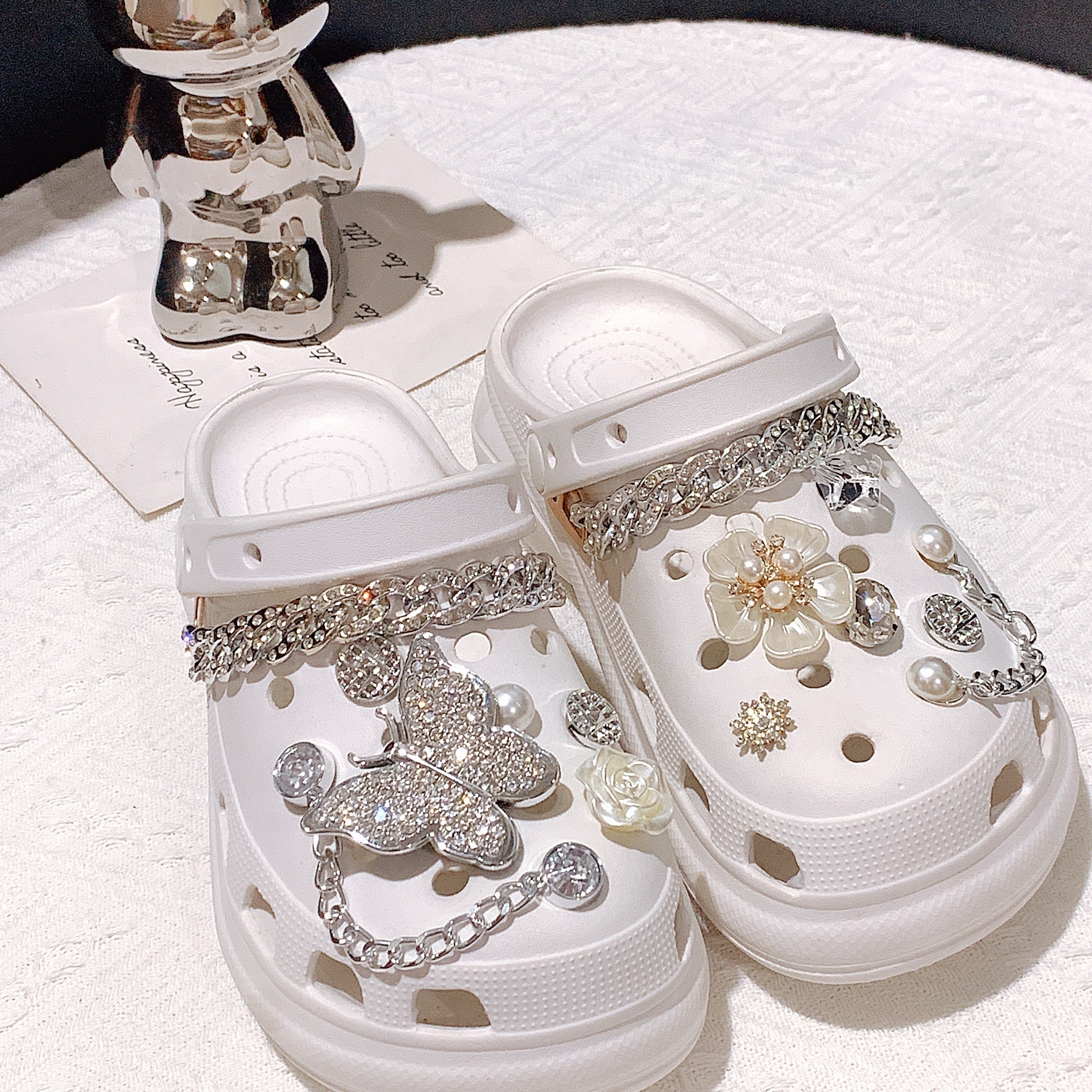 Artificial Pearl Shoe Charms For Girl Women Bling Croc - Temu