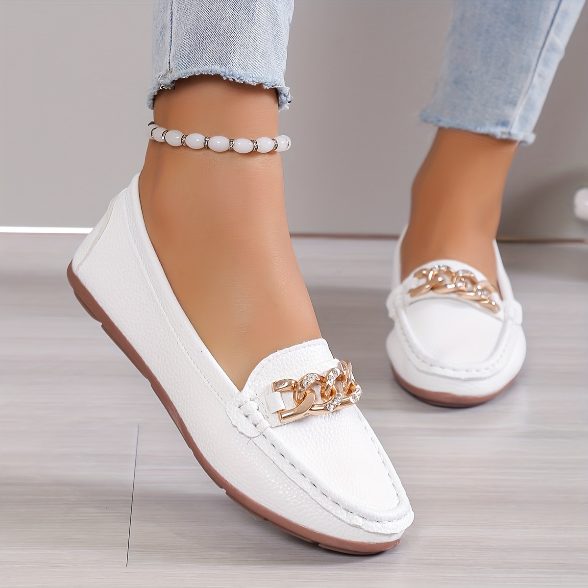 womens lightweight penny loafers crystal accents soft rubber