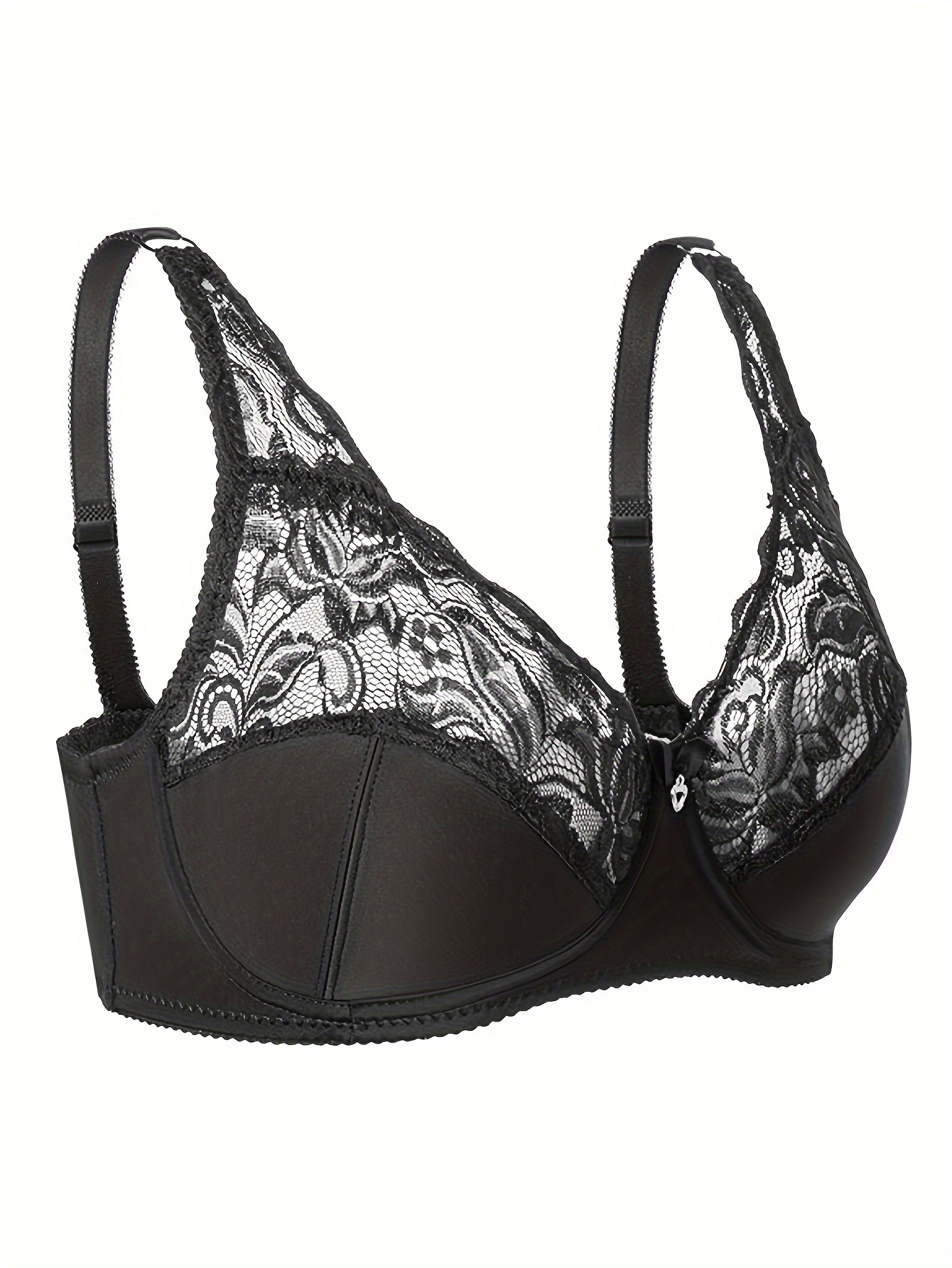 Women's Lace Single Push Bras Solid Medium Stretch - Temu